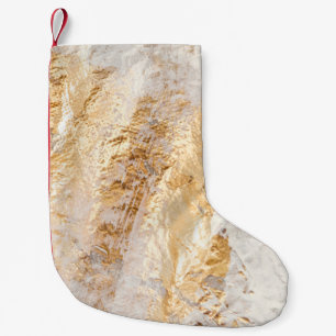 Moderne, weiße und goldfarbene Grundfarbe Tex Kleiner Weihnachtsstrumpf