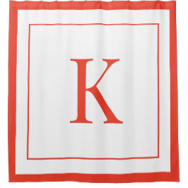 moderne weiße und orange Monogramm Initiale Duschvorhang