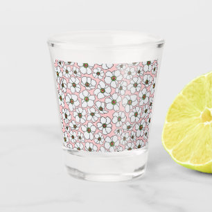 Moderne weiße und rosa Blumen Schnapsglas