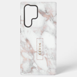 Moderne weiße und roségoldene Faux-Marbor Samsung Galaxy Hülle