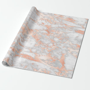 Moderne weiße und roségoldene Marmoroptik Geschenkpapier