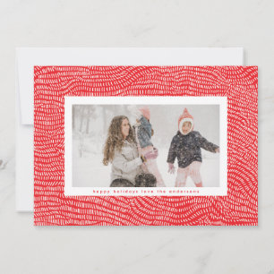 Moderne Weiße und Rote Doodle-Weihnachtsrahmen-Fot Feiertagskarte