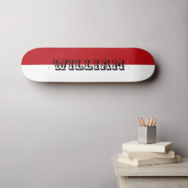 moderne weiße und rote personalisierte Name Skateboard