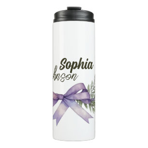 Moderne weiße und violette Blumenmuster Personalis Thermosbecher