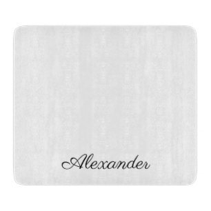 Moderne weiße Vorlage, schwarze Script Küche Schneidebrett