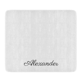 Moderne weiße Vorlage, schwarze Script Küche Schneidebrett