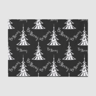 Moderne weiße Weihnachtsbaumen Schwarze Weihnachte Seidenpapier