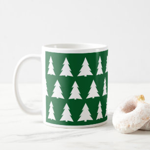 Moderne weiße Weihnachtsbaummuster Kaffeetasse