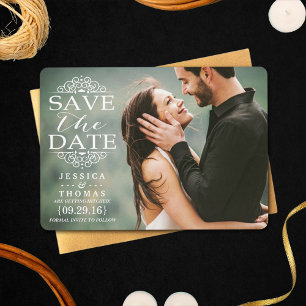 Moderne weiße Wirbel   Benutzerdefiniertes Foto Sa Save The Date