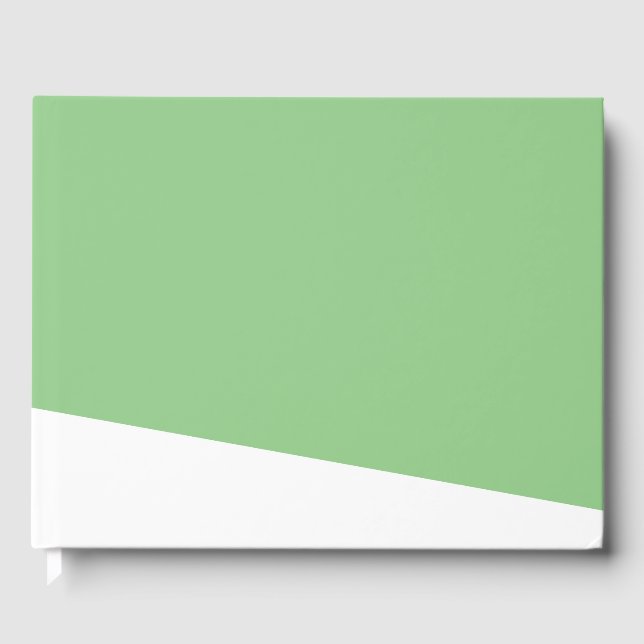 Moderne weiße Wraps rund um Wedge auf Sage Green Gästebuch (Vorderseite)