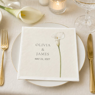 Moderne weiße Zantedeschia-Hochzeitspapier-Serviet Serviette