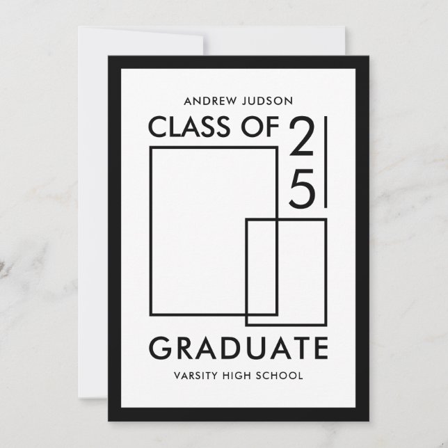 Moderne Weißklasse mit 25 Foto Abschluss Ankündigung (Vorderseite)