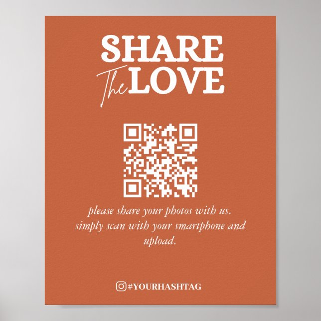 Moderne Weitergabe der Liebe QR Code Terracotta Poster (Vorne)