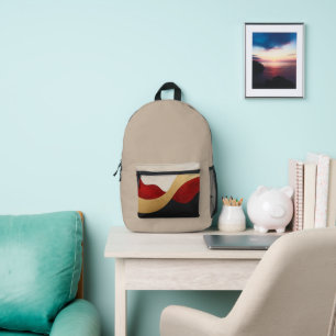 Moderne Welle Gold Rot Schwarz Bedruckter Rucksack