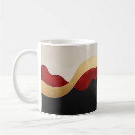 Moderne Welle Gold Rot Schwarz Kaffeetasse