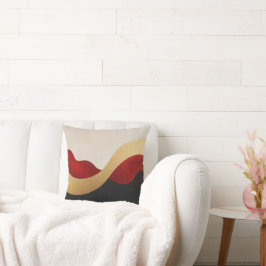 Moderne Welle Gold Rot Schwarz Kissen