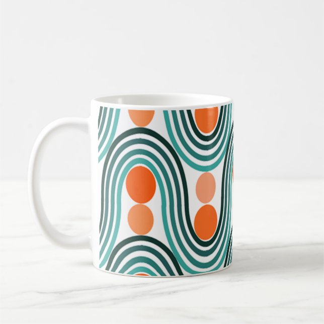 Moderne Wellen und Kreise des Mitteljahrhunderts Kaffeetasse (Links)
