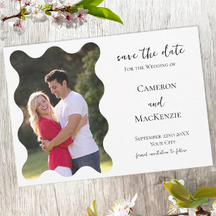 Moderne wellige Foto-Hochzeitseinladung zum Speich Save The Date