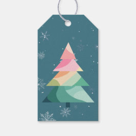 Moderne wellige Weihnachtsbaum-Geschenkkarte Geschenkanhänger