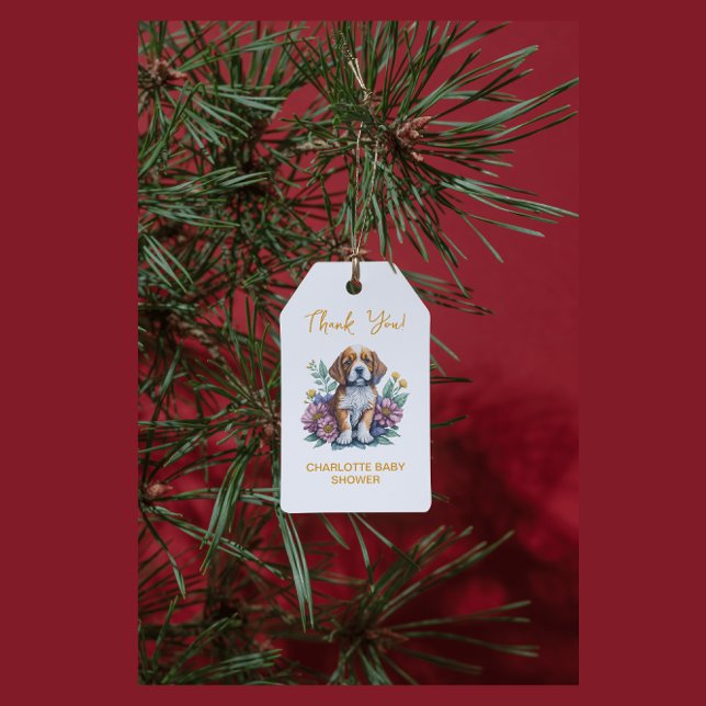 Moderne Welpe Dog Terracotta Kinderdusche Geschenkanhänger (Von Creator hochgeladen)