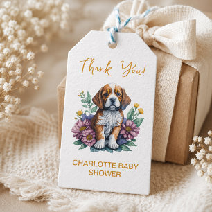 Moderne Welpen-Terrakotta-Baby-Party Geschenkanhänger