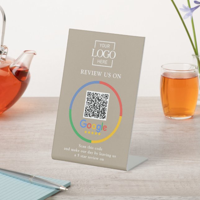Moderne Werbe-Google-Rezensionen QR-Code Unternehm Sockelschild (In SItu)