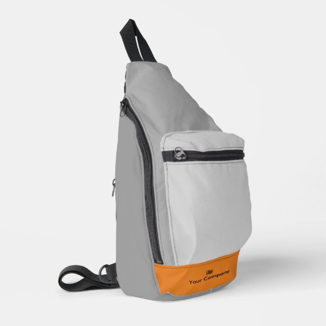 Moderne Werbemittel für graue Orange-Akzente Crossbody Bag (Linke Seite)