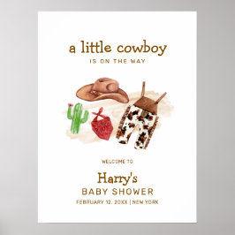 Moderne Western Cactus Cowboy Baby Dusche Willkomm Poster