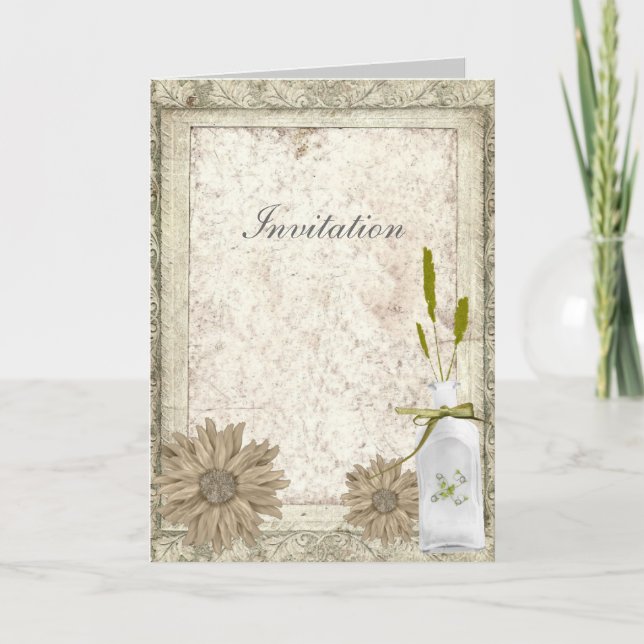 Moderne Western Land daisy rustikale Hochzeit Einladung (Vorderseite)