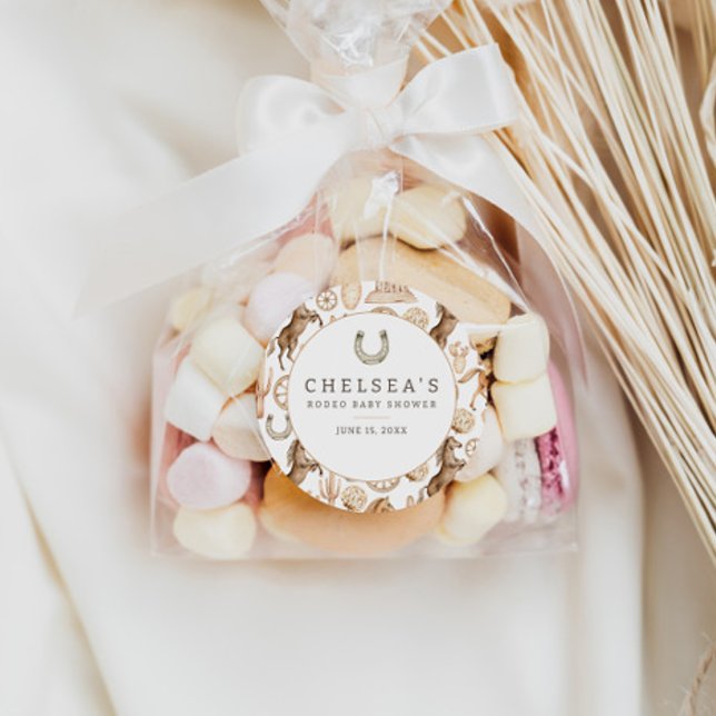 Moderne Western Rodeo Wasserfarbe Kinderdusche Runder Aufkleber (Von Creator hochgeladen)