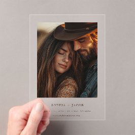 Moderne westliche Foto-Stiefel Save the Date Acryleinladungen