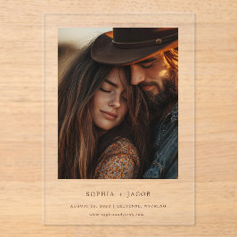 Moderne westliche Foto-Stiefel Save the Date Acryleinladungen