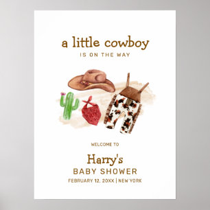 Moderne westliche Kaktus-Cowboy-Baby-Party Begrüßu Poster
