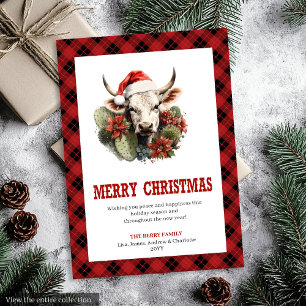 Moderne westliche karierte Weihnachtsgrußkarte Feiertagskarte