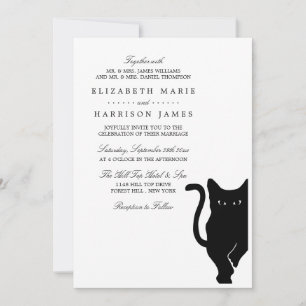 Moderne whimsical Black Cat Wedding Einladung
