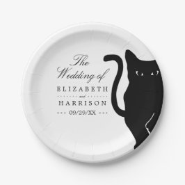 Moderne whimsical Black Cat Wedding Pappteller