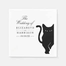 Moderne whimsical Black Cat Wedding Serviette