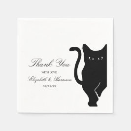 Moderne whimsical Black Cat Wedding Serviette
