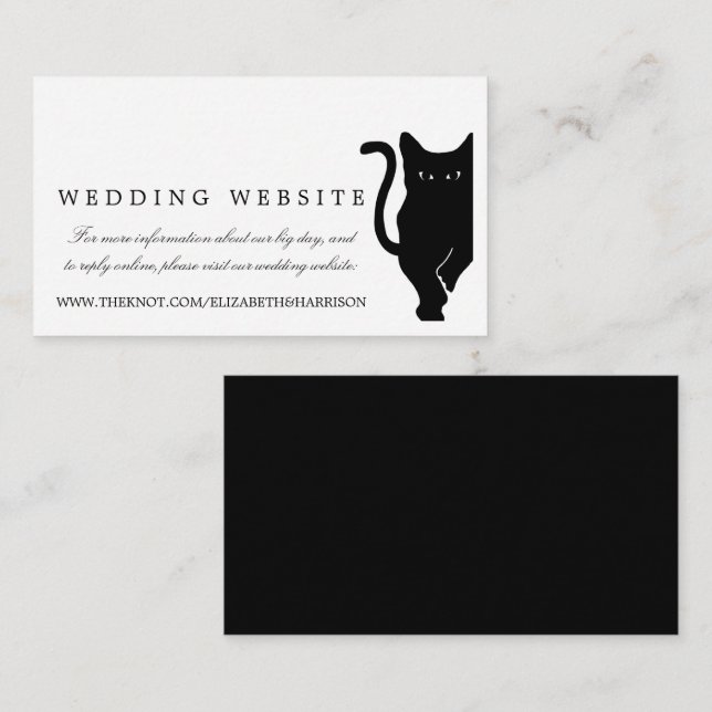 Moderne whimsical Black Cat Wedding Website Beilag Begleitkarte (Vorne/Hinten)
