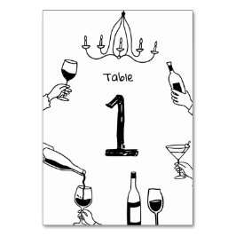 Moderne Whimsical-Hochzeit | Handgezeichnete Doodl Tischnummer