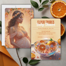 Moderne Whimsical Orange Citrus Foto Babydusche