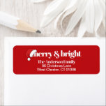 Moderne Whimsical Red Christmas Rücksendeadresse<br><div class="desc">Adorable Weihnachtsmannmütze Merry & Bright Weihnachten Rücksendeadressen-Aufkleber. Perfekte Umschlag Aufkleber ...  30 Etiketten pro Blatt Abmessungen: Etikett: 2, 25" L x 0, 75" H Sheet: 8, 5" L x 11" H Inkjet kompatibel. Verwenden Sie Microsoft Word Template 6870 Matte,  einfach zu schreiben</div>