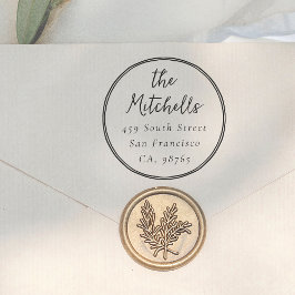 Moderne Whimsical-Runde Hochzeit-Rücksende-Adresse Gummistempel