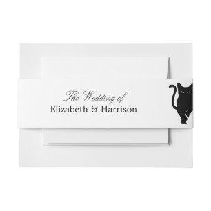 Moderne Whimsical Schwarze Katze Hochzeit Einladungsbanderole