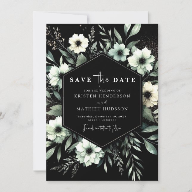 Moderne whimsical Typografy Sage Green Wedding Save The Date (Vorderseite)