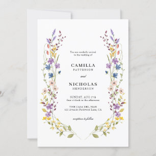 Moderne Whimsical Wildblume Hochzeitseinladung Einladung