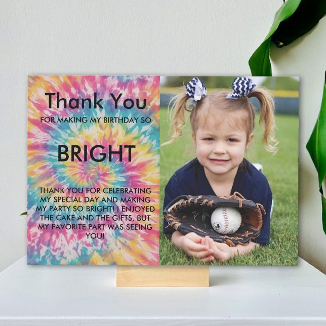 moderne whimsistische Rainbow-Gefärbte Krawatte Ge Dankeskarte (modern whimsical Rainbow Tie Dye Birthday Thank You Card)