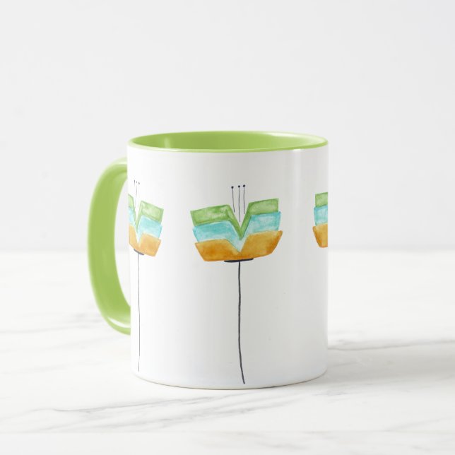 Moderne Whimsy-Blume Tasse (Vorderseite Links)