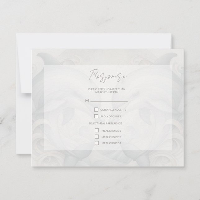 Moderne Whimsy-Delphine Hochzeit-RSVP-Antwortkarte RSVP Karte (Rückseite)