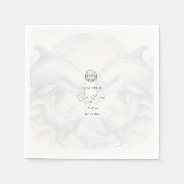 Moderne Whimsy-Dolphin-Hochzeit Serviette (Vorderseite)